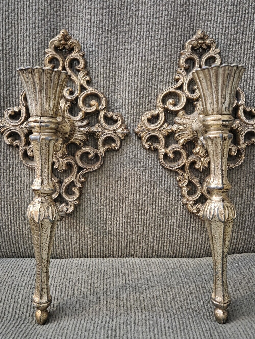 Candle Holder Wall Set Hollywood Regency Sconce Golden Candle Holders Decor